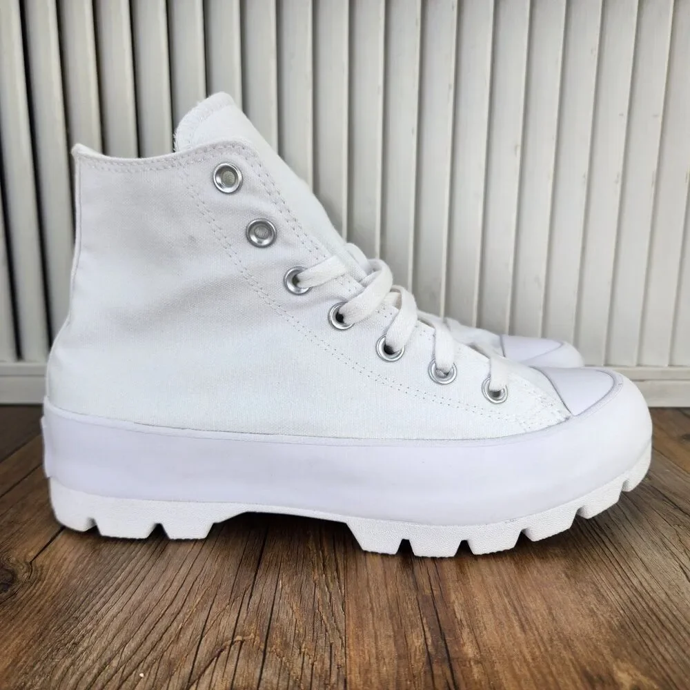 Converse CTAS Lugged Hi Womens 7.5 White Canvas Platform Sneakers Shoes 565902C